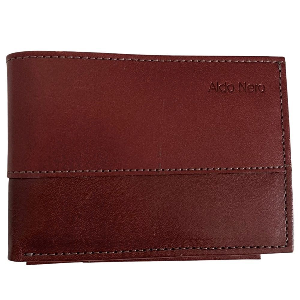 Men’s Leather Bifold Wallet by Aldo Nero  Gorgeous Bicolor Rich Dark Brown